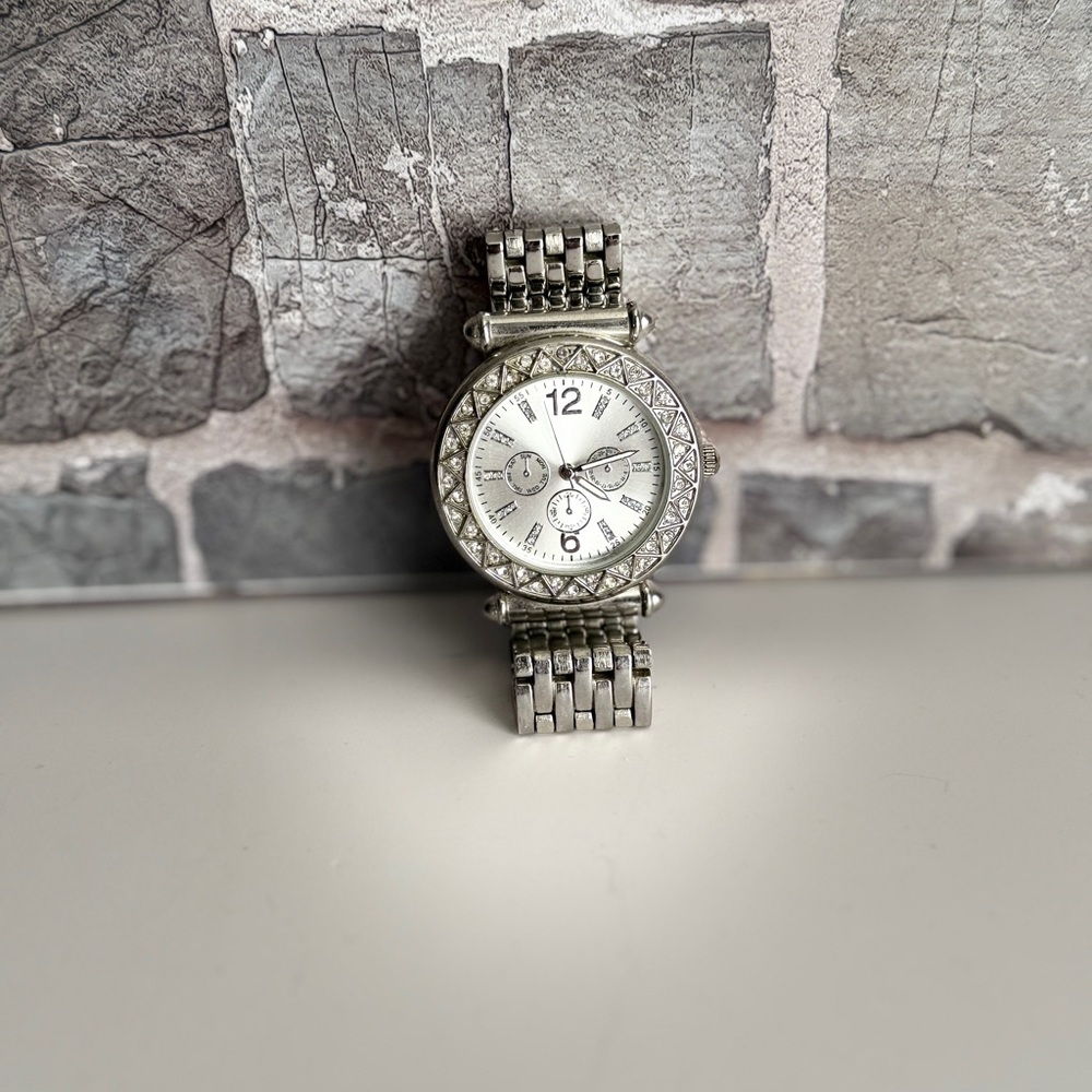 Silver Watch with Crystal Accents